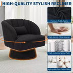 Fauteuil pivotant Acekool 360° – Fauteuil de salon douillet en velours Teddy