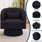 Fauteuil pivotant Acekool 360° – Fauteuil de salon douillet en velours Teddy