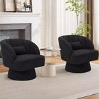 Fauteuil pivotant Acekool 360° – Fauteuil de salon douillet en velours Teddy
