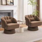 Fauteuil pivotant Acekool 360° – Fauteuil de salon douillet en velours Teddy