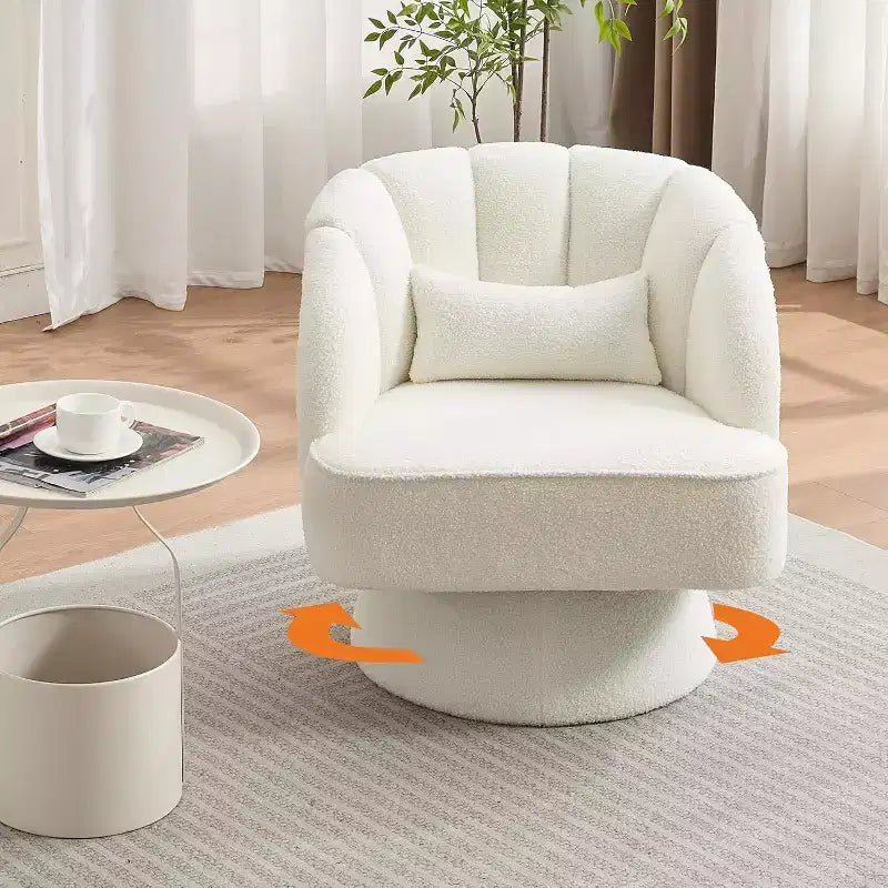 Fauteuil pivotant Acekool 360° – Fauteuil de salon douillet en velours Teddy