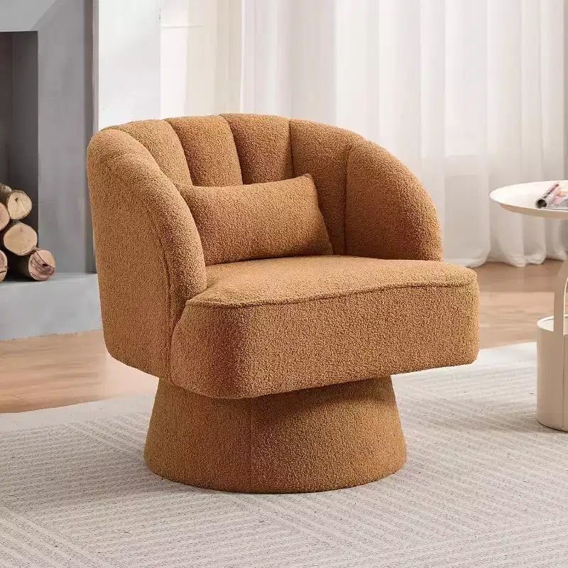 Fauteuil pivotant Acekool 360° – Fauteuil de salon douillet en velours Teddy