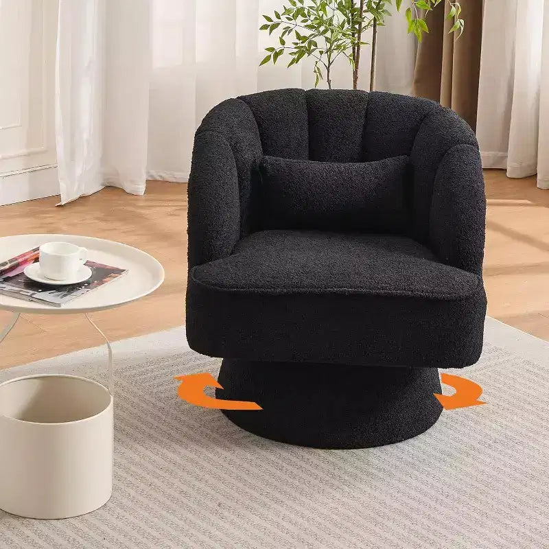 Fauteuil pivotant Acekool 360° – Fauteuil de salon douillet en velours Teddy