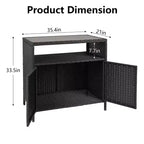 Armoire de rangement extérieure avec portes - Boîte de rangement et table de bar en rotin résistante aux intempéries