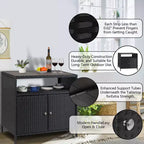 Armoire de rangement extérieure avec portes - Boîte de rangement et table de bar en rotin résistante aux intempéries