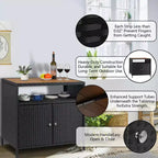 Armoire de rangement extérieure avec portes - Boîte de rangement et table de bar en rotin résistante aux intempéries