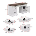 Bureau d'écriture en bois blanc et marron Famapy, bureau d'ordinateur avec tiroirs - Poste de travail pour bureau à domicile