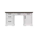 Bureau d'écriture en bois blanc et marron Famapy, bureau d'ordinateur avec tiroirs - Poste de travail pour bureau à domicile