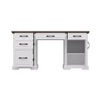 Bureau d'écriture en bois blanc et marron Famapy, bureau d'ordinateur avec tiroirs - Poste de travail pour bureau à domicile