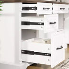 Bureau d'écriture en bois blanc et marron Famapy, bureau d'ordinateur avec tiroirs - Poste de travail pour bureau à domicile