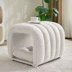 Hyleory Tabouret repose-pieds facilement connectable, adapté aux animaux de compagnie - Banc de lit et tunnel de jeu 2 en 1 avec 2 coussins amovibles