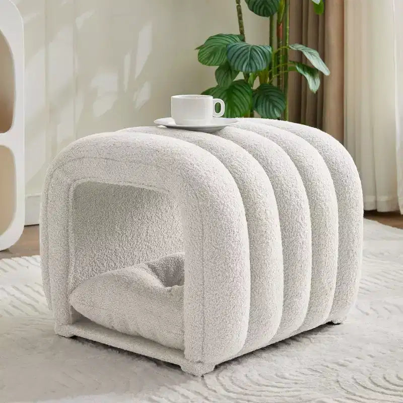 Hyleory Tabouret repose-pieds facilement connectable, adapté aux animaux de compagnie - Banc de lit et tunnel de jeu 2 en 1 avec 2 coussins amovibles
