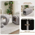 Hyleory Tabouret repose-pieds facilement connectable, adapté aux animaux de compagnie - Banc de lit et tunnel de jeu 2 en 1 avec 2 coussins amovibles