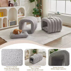 Hyleory Tabouret repose-pieds facilement connectable, adapté aux animaux de compagnie - Banc de lit et tunnel de jeu 2 en 1 avec 2 coussins amovibles