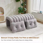 Hyleory Tabouret repose-pieds facilement connectable, adapté aux animaux de compagnie - Banc de lit et tunnel de jeu 2 en 1 avec 2 coussins amovibles