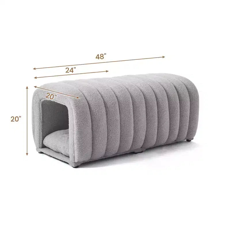 Hyleory Tabouret repose-pieds facilement connectable, adapté aux animaux de compagnie - Banc de lit et tunnel de jeu 2 en 1 avec 2 coussins amovibles