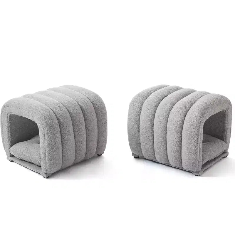 Hyleory Tabouret repose-pieds facilement connectable, adapté aux animaux de compagnie - Banc de lit et tunnel de jeu 2 en 1 avec 2 coussins amovibles