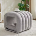 Hyleory Tabouret repose-pieds facilement connectable, adapté aux animaux de compagnie - Banc de lit et tunnel de jeu 2 en 1 avec 2 coussins amovibles