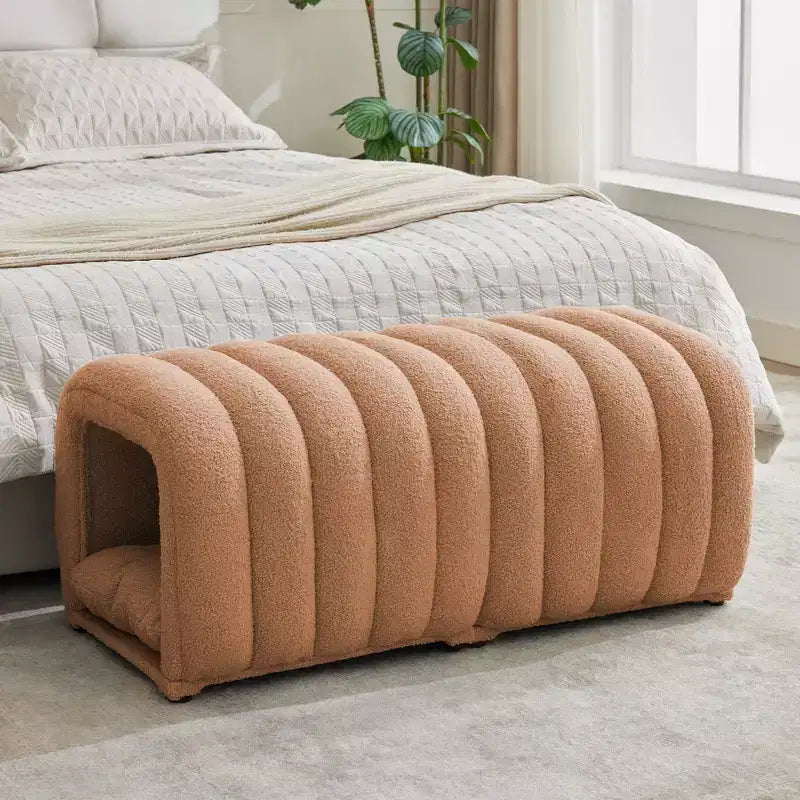 Hyleory Tabouret repose-pieds facilement connectable, adapté aux animaux de compagnie - Banc de lit et tunnel de jeu 2 en 1 avec 2 coussins amovibles