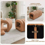 Hyleory Tabouret repose-pieds facilement connectable, adapté aux animaux de compagnie - Banc de lit et tunnel de jeu 2 en 1 avec 2 coussins amovibles