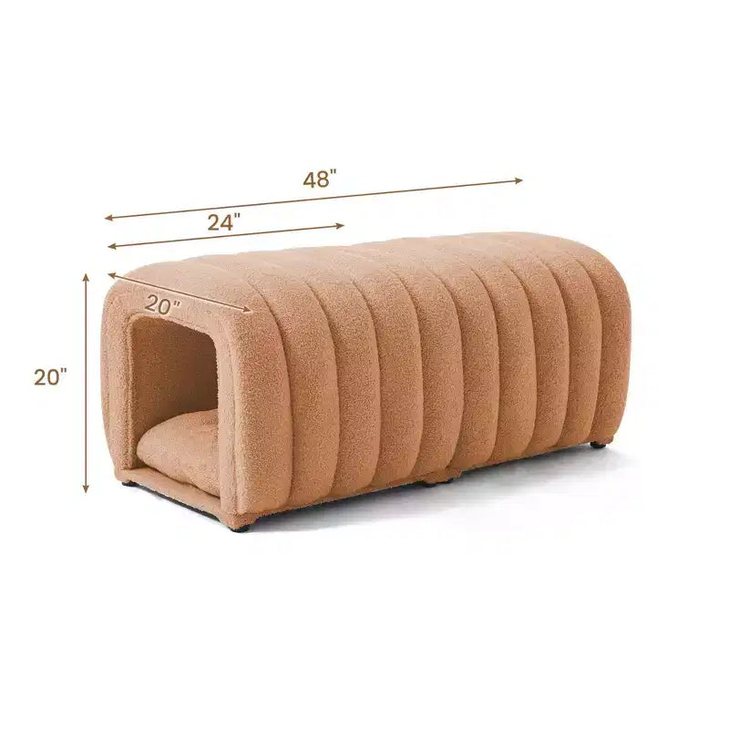 Hyleory Tabouret repose-pieds facilement connectable, adapté aux animaux de compagnie - Banc de lit et tunnel de jeu 2 en 1 avec 2 coussins amovibles