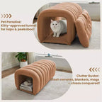 Hyleory Tabouret repose-pieds facilement connectable, adapté aux animaux de compagnie - Banc de lit et tunnel de jeu 2 en 1 avec 2 coussins amovibles
