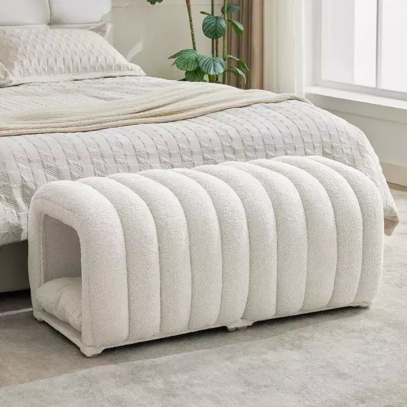 Hyleory Tabouret repose-pieds facilement connectable, adapté aux animaux de compagnie - Banc de lit et tunnel de jeu 2 en 1 avec 2 coussins amovibles