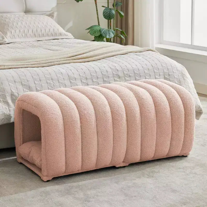 Hyleory Tabouret repose-pieds facilement connectable, adapté aux animaux de compagnie - Banc de lit et tunnel de jeu 2 en 1 avec 2 coussins amovibles