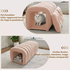 Hyleory Tabouret repose-pieds facilement connectable, adapté aux animaux de compagnie - Banc de lit et tunnel de jeu 2 en 1 avec 2 coussins amovibles