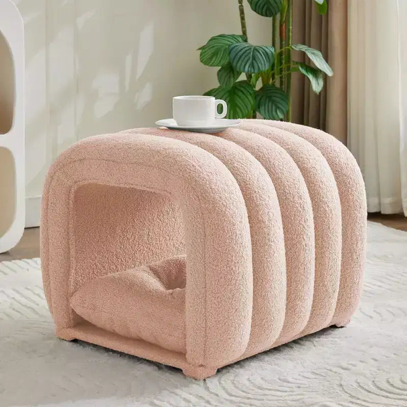 Hyleory Tabouret repose-pieds facilement connectable, adapté aux animaux de compagnie - Banc de lit et tunnel de jeu 2 en 1 avec 2 coussins amovibles