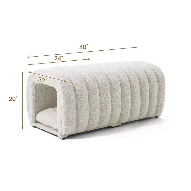Hyleory Tabouret repose-pieds facilement connectable, adapté aux animaux de compagnie - Banc de lit et tunnel de jeu 2 en 1 avec 2 coussins amovibles