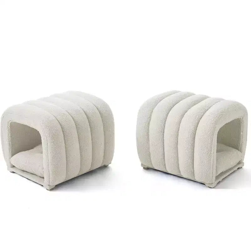 Hyleory Tabouret repose-pieds facilement connectable, adapté aux animaux de compagnie - Banc de lit et tunnel de jeu 2 en 1 avec 2 coussins amovibles