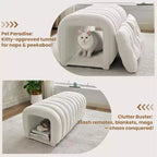 Hyleory Tabouret repose-pieds facilement connectable, adapté aux animaux de compagnie - Banc de lit et tunnel de jeu 2 en 1 avec 2 coussins amovibles