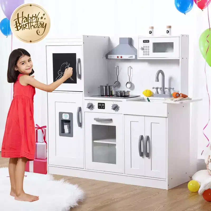 Cuisine de jeu pour enfants, ensemble de jeu de simulation de chef en bois avec 20 accessoires de cuisine, ensemble de cuisine de simulation en bois