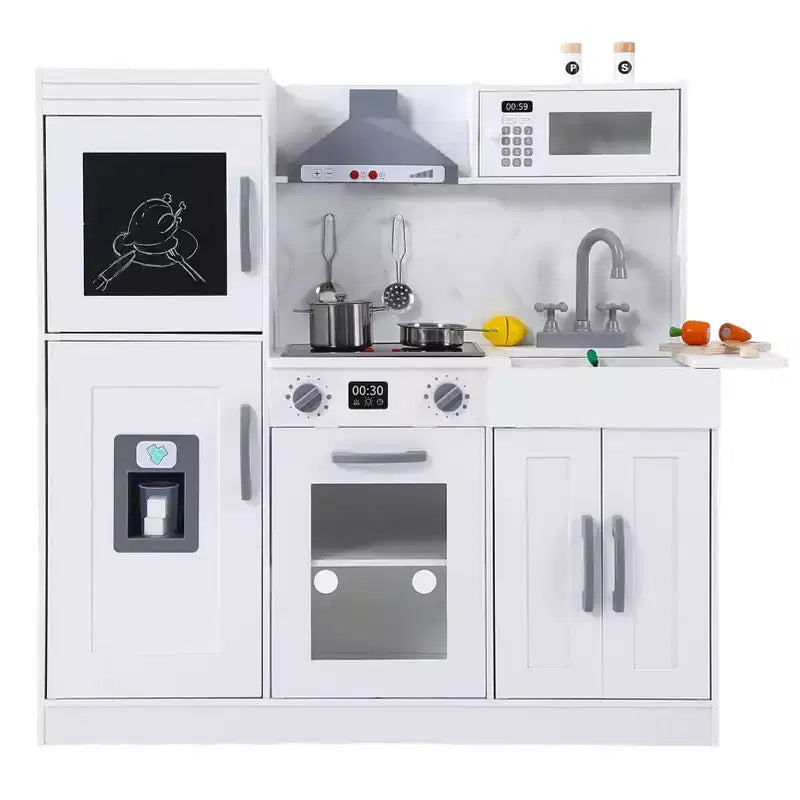 Cuisine de jeu pour enfants, ensemble de jeu de simulation de chef en bois avec 20 accessoires de cuisine, ensemble de cuisine de simulation en bois