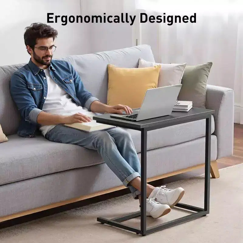 Table d'appoint en C Marsail, 68,5 cm de hauteur, table basse de canapé, support pour ordinateur portable, télévision et collations avec cadre en métal