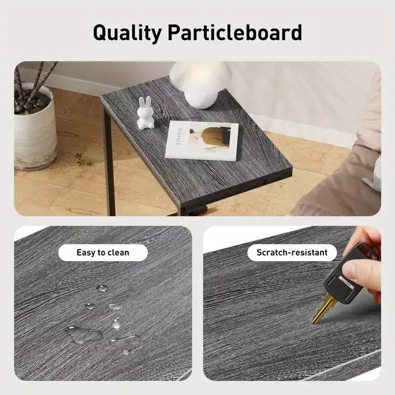 Table d'appoint en C Marsail, 68,5 cm de hauteur, table basse de canapé, support pour ordinateur portable, télévision et collations avec cadre en métal