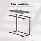 Table d'appoint en C Marsail, 68,5 cm de hauteur, table basse de canapé, support pour ordinateur portable, télévision et collations avec cadre en métal