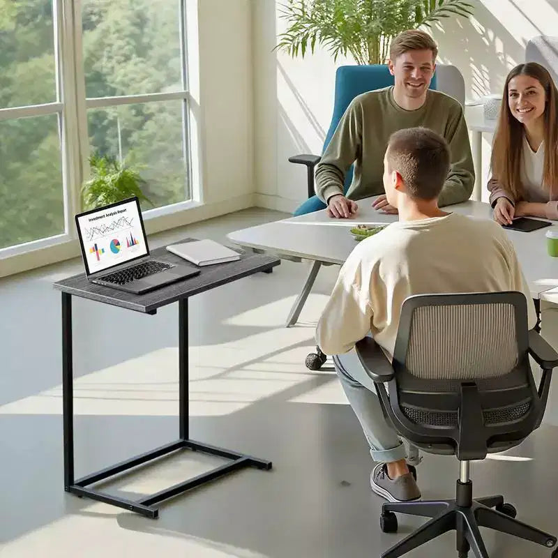 Table d'appoint en C Marsail, 68,5 cm de hauteur, table basse de canapé, support pour ordinateur portable, télévision et collations avec cadre en métal