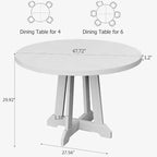 Table de salle à manger ronde Acekool de 47 pouces, 4 places, plateau en bois avec piétement croisé, table de cuisine et de salle à manger peu encombrante, style ferme.