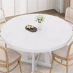Table de salle à manger ronde Acekool de 47 pouces, 4 places, plateau en bois avec piétement croisé, table de cuisine et de salle à manger peu encombrante, style ferme.