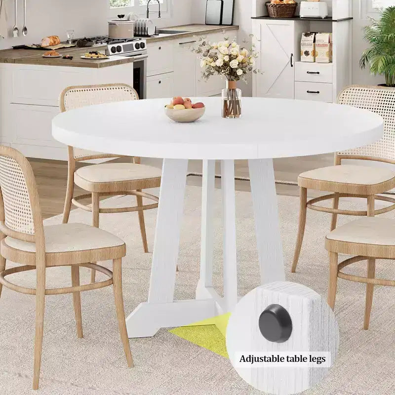 Table de salle à manger ronde Acekool de 47 pouces, 4 places, plateau en bois avec piétement croisé, table de cuisine et de salle à manger peu encombrante, style ferme.