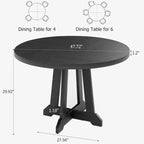 Table de salle à manger ronde Acekool de 47 pouces, 4 places, plateau en bois avec piétement croisé, table de cuisine et de salle à manger peu encombrante, style ferme.
