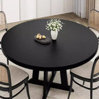 Table de salle à manger ronde Acekool de 47 pouces, 4 places, plateau en bois avec piétement croisé, table de cuisine et de salle à manger peu encombrante, style ferme.