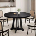 Acekool 47-Inch Round Dining Table, Seats 4, Wood Top with Pedestal Cross Base, Space-Saving Kitchen & Dining Room Table, Farmhouse Style