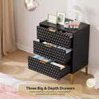 Commode noire pour chambre, Table de chevet moderne à 3 tiroirs, Table d'appoint de canapé pour chambre à coucher, dortoir, petits espaces