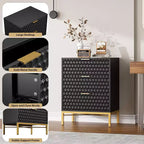 Commode noire pour chambre, Table de chevet moderne à 3 tiroirs, Table d'appoint de canapé pour chambre à coucher, dortoir, petits espaces