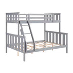 Lit superposé jumeau sur grand lit avec échelle Cadre en bois avec garde-corps hauts pour enfants Aucun sommier tapissier requis Robuste et peu encombrant Gris