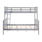 Lit superposé jumeau sur grand lit avec échelle Cadre en bois avec garde-corps hauts pour enfants Aucun sommier tapissier requis Robuste et peu encombrant Gris