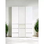 HomeStock 70,9 po H x 17,72 po L Système de rangement de placard en bois composite blanc pour rangement universel avec bacs de rangement
